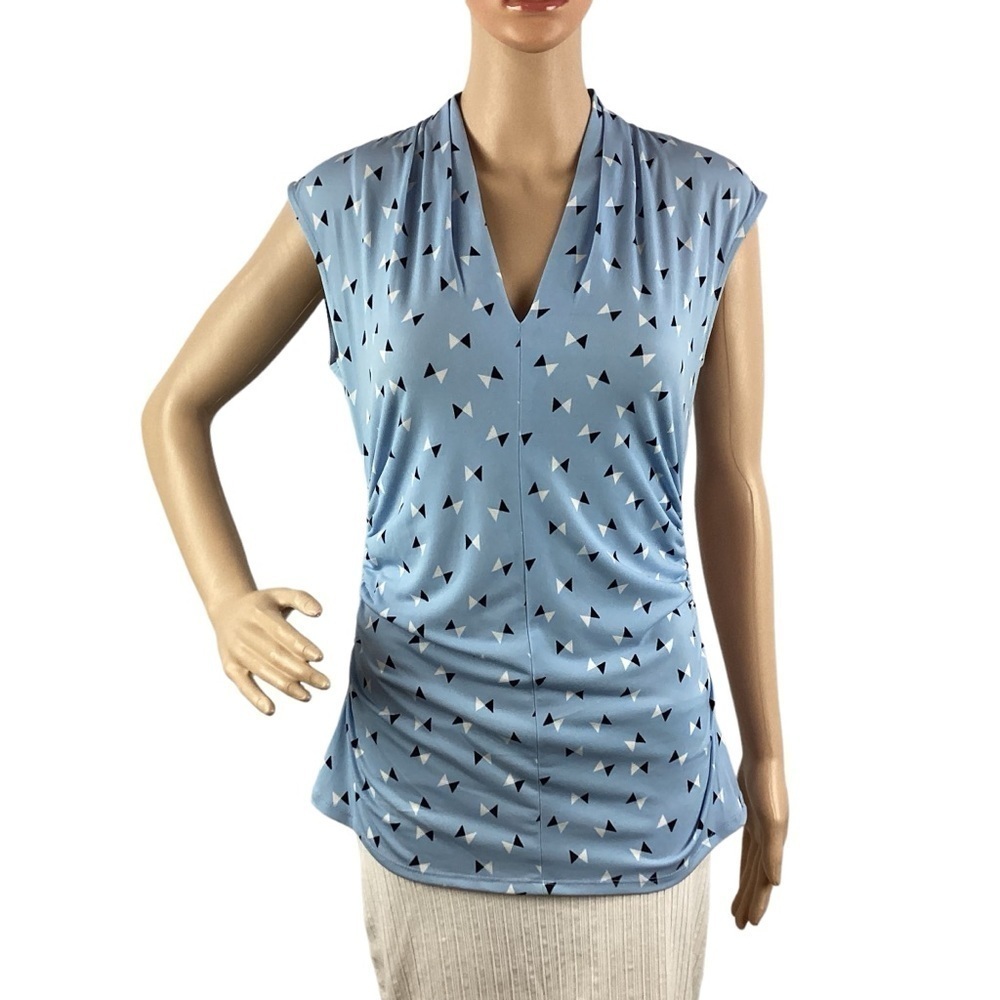 Vince Camuto Top Size S Blue Triangle Print